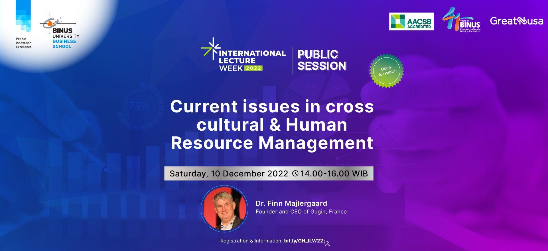 Current Issues in Cross Cultural and Human Resource Management